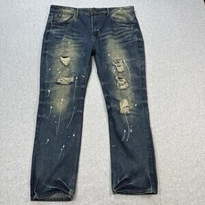 Switch Remarkable Slim Straight Jeans Mens 42/32 Denim Distressed Stonewashed